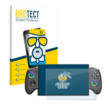 Vorderseite einer Produktverpackung mit dem Markenlogo BROTECT. Daneben ist das Gerät OneXPlayer X1 Mini mit dem zugehörigen D