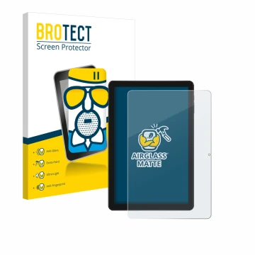 Vorderseite einer Produktverpackung mit dem Markenlogo BROTECT. Daneben ist das Gerät Doogee T10W mit dem zugehörigen Displays