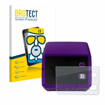 Vorderseite einer Produktverpackung mit dem Markenlogo BROTECT. Daneben ist das Gerät SkyRc Q200 neo mit dem zugehörigen Displ