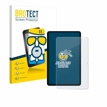 Vorderseite einer Produktverpackung mit dem Markenlogo BROTECT. Daneben ist das Gerät Blackview Tab 18 mit dem zugehörigen Dis