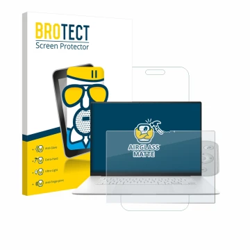 Vorderseite einer Produktverpackung mit dem Markenlogo BROTECT. Daneben ist das Gerät ASUS ZenBook S 16 mit dem zugehörigen Di