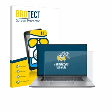 Vorderseite einer Produktverpackung mit dem Markenlogo BROTECT. Daneben ist das Gerät HP Zbook Studio 16 G11 mit dem zugehörig