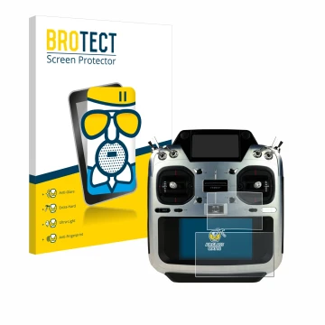 Vorderseite einer Produktverpackung mit dem Markenlogo BROTECT. Daneben ist das Gerät Futaba T26SZ mit dem zugehörigen Display