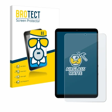 Vorderseite einer Produktverpackung mit dem Markenlogo BROTECT. Daneben ist das Gerät Alldocube iPlay 60 mini Turbo mit dem zu