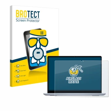 Vorderseite einer Produktverpackung mit dem Markenlogo BROTECT. Daneben ist das Gerät Dell Inspiron 14 7445 2-in-1 mit dem zug