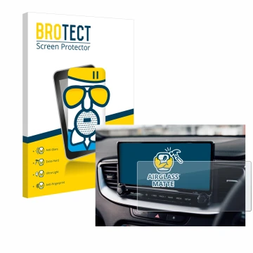 Vorderseite einer Produktverpackung mit dem Markenlogo BROTECT. Daneben ist das Gerät Kia XCeed 2024 mit dem zugehörigen Displ