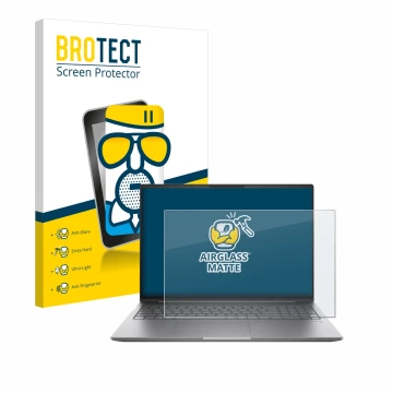 Vorderseite einer Produktverpackung mit dem Markenlogo BROTECT. Daneben ist das Gerät HP ZBook Power 16 G11 mit dem zugehörige