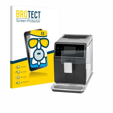 Vorderseite einer Produktverpackung mit dem Markenlogo BROTECT. Daneben ist das Gerät WMF Perfection 880L mit dem zugehörigen 