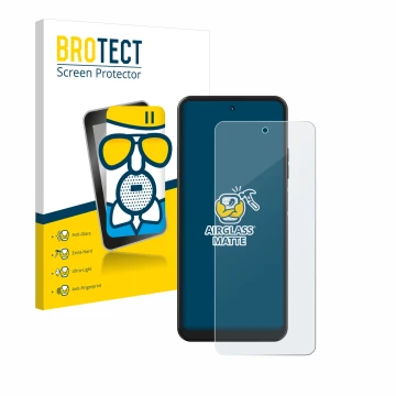 Vorderseite einer Produktverpackung mit dem Markenlogo BROTECT. Daneben ist das Gerät Hotwav Note 12 mit dem zugehörigen Displ