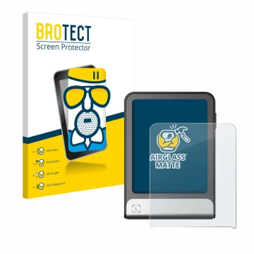 Vorderseite einer Produktverpackung mit dem Markenlogo BROTECT. Daneben ist das Gerät Ledger Flex mit dem zugehörigen Displays