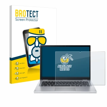 Vorderseite einer Produktverpackung mit dem Markenlogo BROTECT. Daneben ist das Gerät Acer Aspire 3 Spin A3SP14 mit dem zugehö