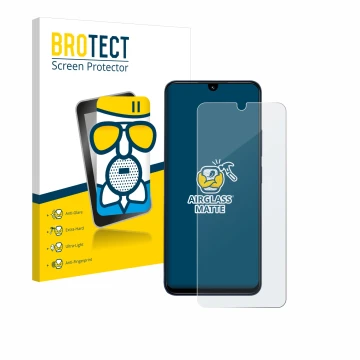 Vorderseite einer Produktverpackung mit dem Markenlogo BROTECT. Daneben ist das Gerät Xiaomi Redmi 14C mit dem zugehörigen Dis