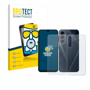 Vorderseite einer Produktverpackung mit dem Markenlogo BROTECT. Daneben ist das Gerät Samsung Galaxy A16 4G (Display+Rückseite
