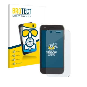 Vorderseite einer Produktverpackung mit dem Markenlogo BROTECT. Daneben ist das Gerät Soyes XS12 mit dem zugehörigen Displaysc