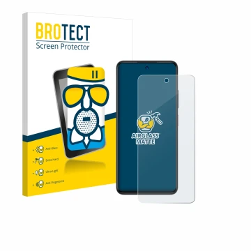 Vorderseite einer Produktverpackung mit dem Markenlogo BROTECT. Daneben ist das Gerät ZTE Blade A75 4G mit dem zugehörigen Dis