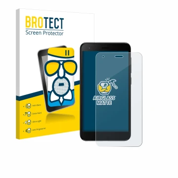 Vorderseite einer Produktverpackung mit dem Markenlogo BROTECT. Daneben ist das Gerät ZTE Blade A35 lite mit dem zugehörigen D