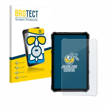 Vorderseite einer Produktverpackung mit dem Markenlogo BROTECT. Daneben ist das Gerät Ulefone Armor Pad 4 Ultra mit dem zugehö