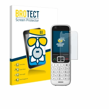 Vorderseite einer Produktverpackung mit dem Markenlogo BROTECT. Daneben ist das Gerät Unify OpenScape S6 mit dem zugehörigen D