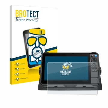 Vorderseite einer Produktverpackung mit dem Markenlogo BROTECT. Daneben ist das Gerät Lowrance HDS-9 Pro mit dem zugehörigen D