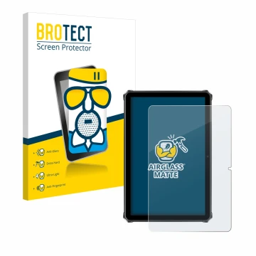 Vorderseite einer Produktverpackung mit dem Markenlogo BROTECT. Daneben ist das Gerät Oukitel RT9 mit dem zugehörigen Displays