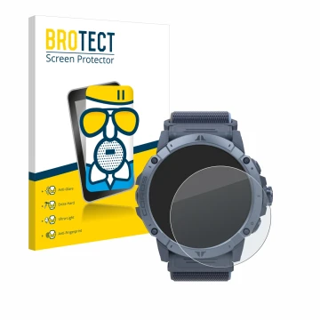 Vorderseite einer Produktverpackung mit dem Markenlogo BROTECT. Daneben ist das Gerät Coros Vertix 2S mit dem zugehörigen Disp