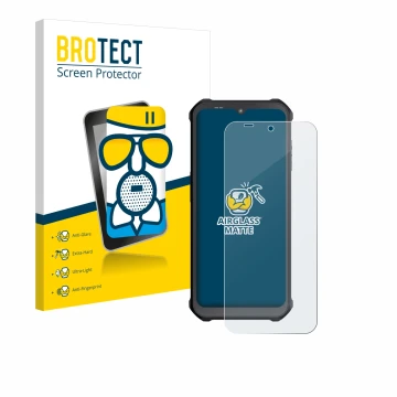 Vorderseite einer Produktverpackung mit dem Markenlogo BROTECT. Daneben ist das Gerät Sonim XP400 mit dem zugehörigen Displays