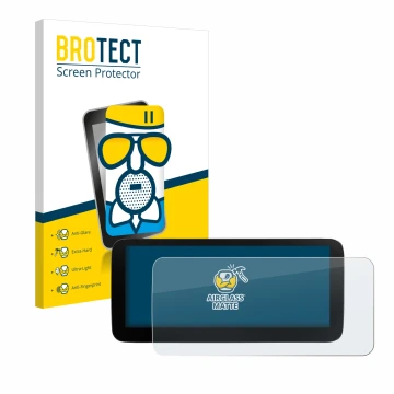 Vorderseite einer Produktverpackung mit dem Markenlogo BROTECT. Daneben ist das Gerät Xtrons B0CMTQ48KL 10,25