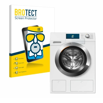 Vorderseite einer Produktverpackung mit dem Markenlogo BROTECT. Daneben ist das Gerät Miele WEH875 mit dem zugehörigen Display