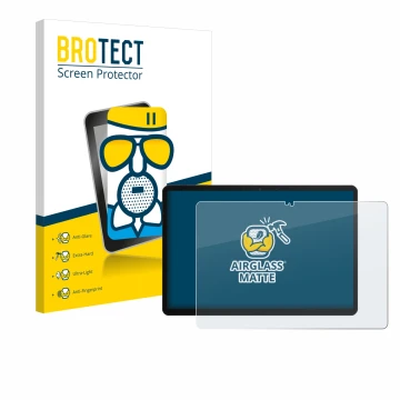Vorderseite einer Produktverpackung mit dem Markenlogo BROTECT. Daneben ist das Gerät Chuwi Hi10 X1 mit dem zugehörigen Displa