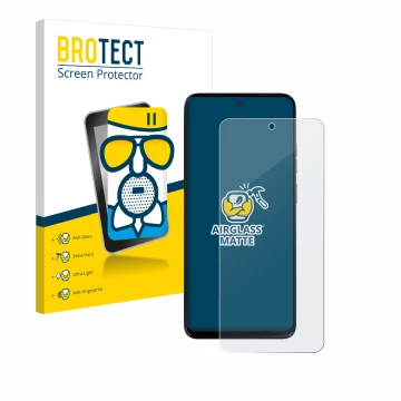 Vorderseite einer Produktverpackung mit dem Markenlogo BROTECT. Daneben ist das Gerät Motorola Moto G15 mit dem zugehörigen Di