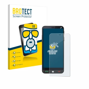 Vorderseite einer Produktverpackung mit dem Markenlogo BROTECT. Daneben ist das Gerät Brondi Amico Vero 4G mit dem zugehörigen