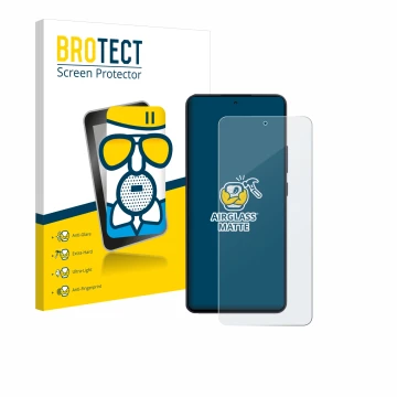 Vorderseite einer Produktverpackung mit dem Markenlogo BROTECT. Daneben ist das Gerät Oppo Reno 13 F mit dem zugehörigen Displ