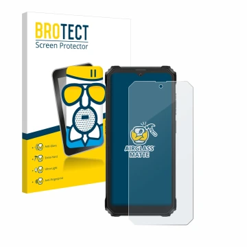 Vorderseite einer Produktverpackung mit dem Markenlogo BROTECT. Daneben ist das Gerät Blackview BV6200 Plus mit dem zugehörige