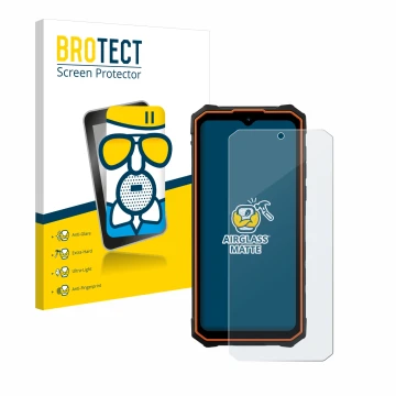 Vorderseite einer Produktverpackung mit dem Markenlogo BROTECT. Daneben ist das Gerät Hotwav Cyber 13 mit dem zugehörigen Disp
