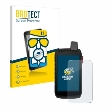 Vorderseite einer Produktverpackung mit dem Markenlogo BROTECT. Daneben ist das Gerät Garmin Montana 710i mit dem zugehörigen 