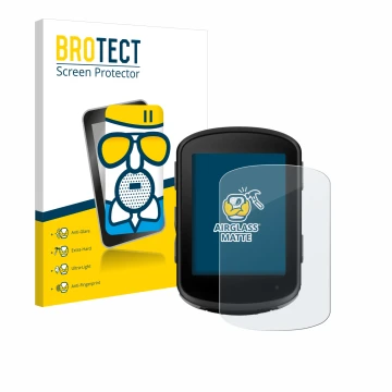 Vorderseite einer Produktverpackung mit dem Markenlogo BROTECT. Daneben ist das Gerät Garmin Edge 540 Solar mit dem zugehörige