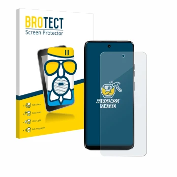 Vorderseite einer Produktverpackung mit dem Markenlogo BROTECT. Daneben ist das Gerät Motorola Moto G34 5G mit dem zugehörigen