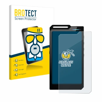 Vorderseite einer Produktverpackung mit dem Markenlogo BROTECT. Daneben ist das Gerät Hiby R4 mit dem zugehörigen Displayschut