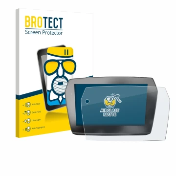 Vorderseite einer Produktverpackung mit dem Markenlogo BROTECT. Daneben ist das Gerät Voge 525DSX 2025 mit dem zugehörigen Dis