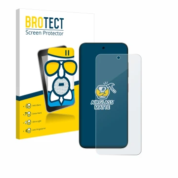 Vorderseite einer Produktverpackung mit dem Markenlogo BROTECT. Daneben ist das Gerät ZTE Blade V70 mit dem zugehörigen Displa