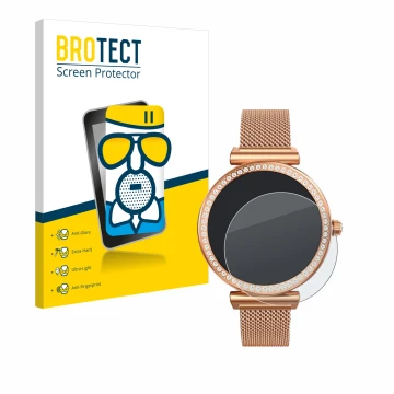 Vorderseite einer Produktverpackung mit dem Markenlogo BROTECT. Daneben ist das Gerät NONGAMX Smartwatch 1.27