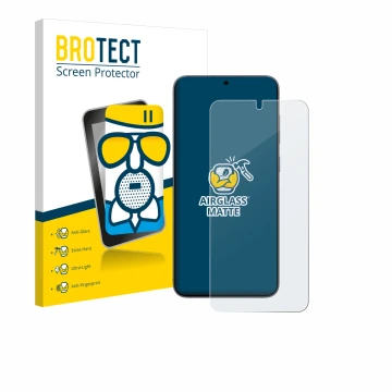 Vorderseite einer Produktverpackung mit dem Markenlogo BROTECT. Daneben ist das Gerät Samsung Galaxy S25 Enterprise Edition mi