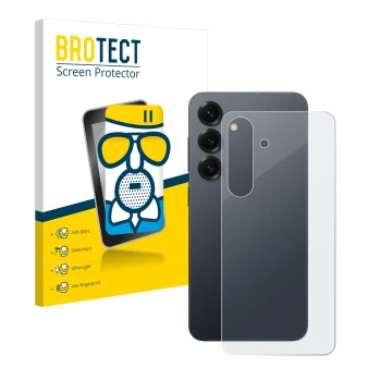 Vorderseite einer Produktverpackung mit dem Markenlogo BROTECT. Daneben ist das Gerät Samsung Galaxy S25 Enterprise Edition (R