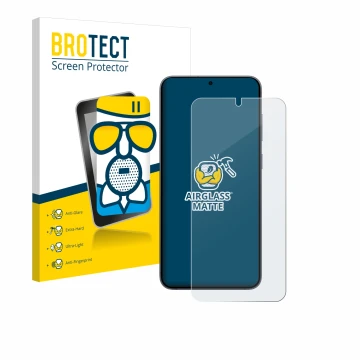 Vorderseite einer Produktverpackung mit dem Markenlogo BROTECT. Daneben ist das Gerät Samsung Galaxy S25 Plus Enterprise Editi