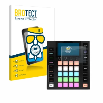 Vorderseite einer Produktverpackung mit dem Markenlogo BROTECT. Daneben ist das Gerät Wolfmix W1 MK2 mit dem zugehörigen Displ