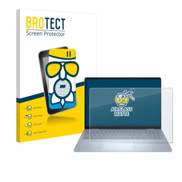 Vorderseite einer Produktverpackung mit dem Markenlogo BROTECT. Daneben ist das Gerät Dell 16 Plus-2-in-1 mit dem zugehörigen 