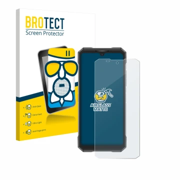 Vorderseite einer Produktverpackung mit dem Markenlogo BROTECT. Daneben ist das Gerät Doogee S200X mit dem zugehörigen Display