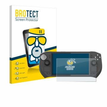 Vorderseite einer Produktverpackung mit dem Markenlogo BROTECT. Daneben ist das Gerät Zotac Gaming Zone mit dem zugehörigen Di