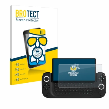Vorderseite einer Produktverpackung mit dem Markenlogo BROTECT. Daneben ist das Gerät Antec Core HS mit dem zugehörigen Displa