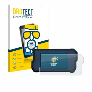 Vorderseite einer Produktverpackung mit dem Markenlogo BROTECT. Daneben ist das Gerät KTM RC125 / RC390 2022+ mit dem zugehöri